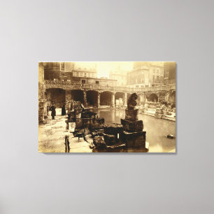 The Great Roman Bath, Bath (b/w photo) Canvas Print