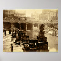 The Great Roman Bath, Bath (b/w photo)