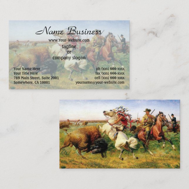The Great Royal Buffalo Hunt by Louis Maurer Business Card (Front/Back)
