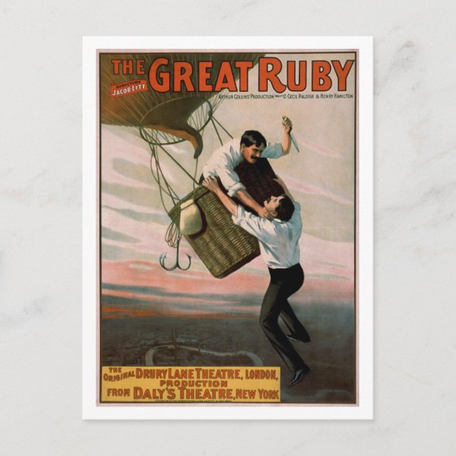 "The Great Ruby" Vintage Theatre Poster Postcard (Front)