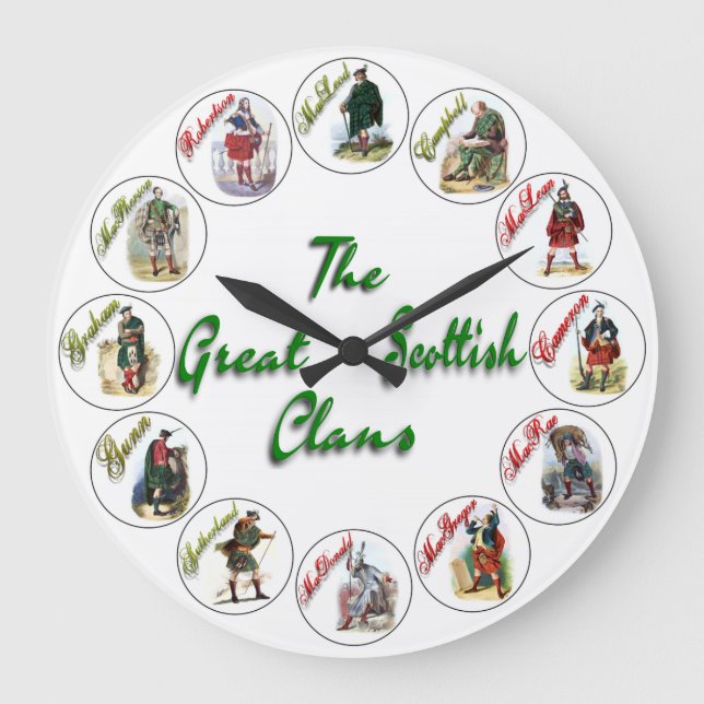The Great Scottish Clans Clock Style One (Front)