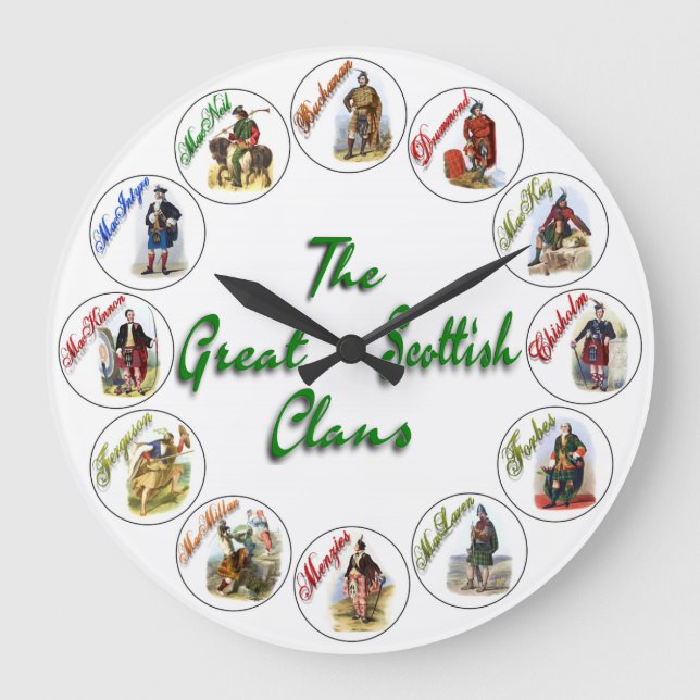 The Great Scottish Clans Clock Style Two (Front)