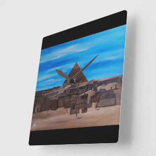 The Great Sphinx and the Pyramid of Khafre Square Wall Clock