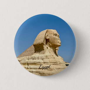 The Great Sphinx of Giza against a clear blue sky, 6 Cm Round Badge