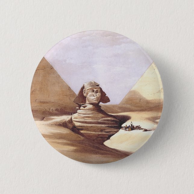 The Great Sphinx, Pyramids of Giza 6 Cm Round Badge (Front)