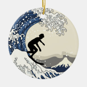 The Great Surfer of Kanagawa Ceramic Tree Decoration