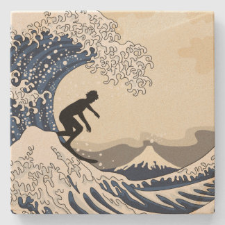 The Great Surfer of Kanagawa Stone Coaster