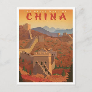 The Great Wall of China Vintage Travel Postcard