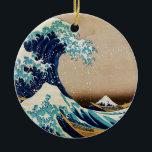 The Great Wave by Hokusai Vintage Japanese Ceramic Tree Decoration<br><div class="desc">The Great Wave off Kanagawa (神奈川沖浪裏) is a vintage ukiyo-e woodblock print by Japanese artist Katsushika Hokusai,   made sometime between 1829 and 1832 - first in the series of the Thirty-six Views of Mount Fuji.</div>