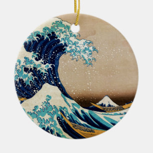 The Great Wave by Hokusai Vintage Japanese Ceramic Tree Decoration