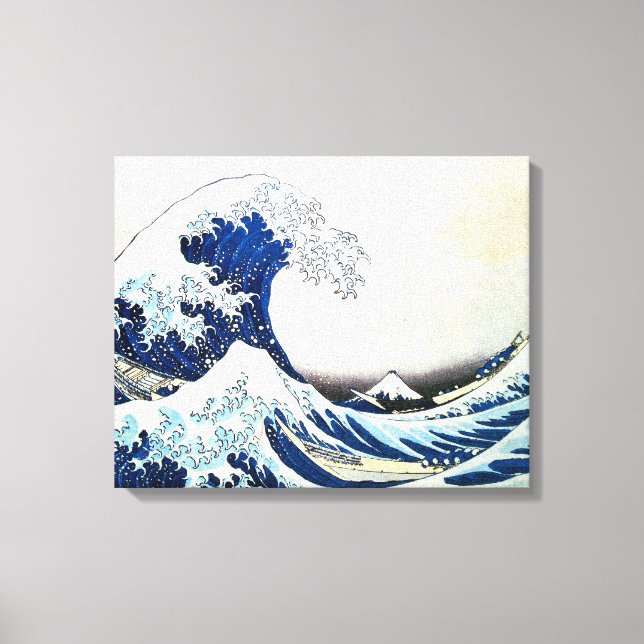 "The Great Wave" Japanese Painting by Hokusai Canvas Print (Front)