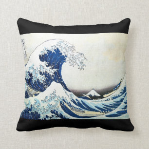 "The Great Wave" Japanese Painting by Hokusai Cushion
