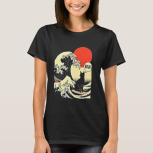 The Great Wave Kanagawa Funny Japanese Surfing Cat T-Shirt
