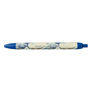 The Great Wave – Katsushika Hokusai – Custom Text  Black Ink Pen