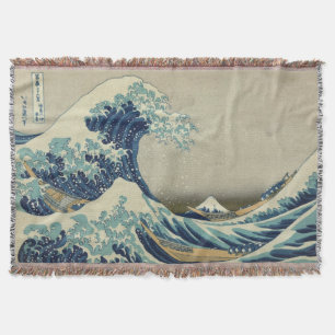 The Great Wave Mt Fuji Throw Blanket