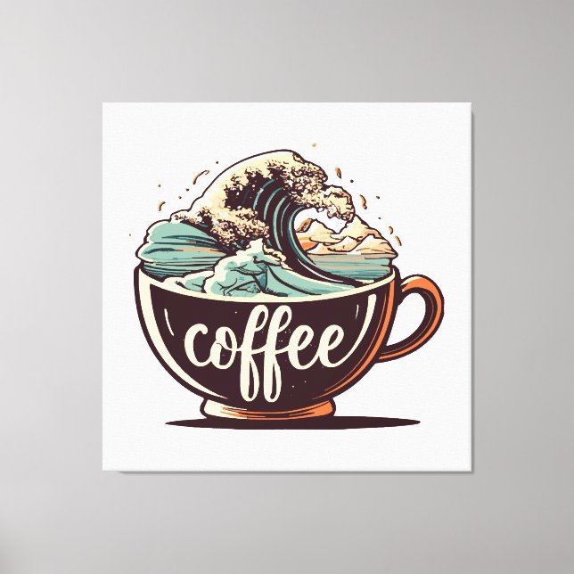 The Great Wave Of Coffee Canvas Print (Front)