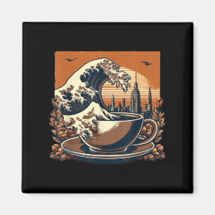 The Great Wave Of Coffee Funny Coffee - I Love Cof Magnet
