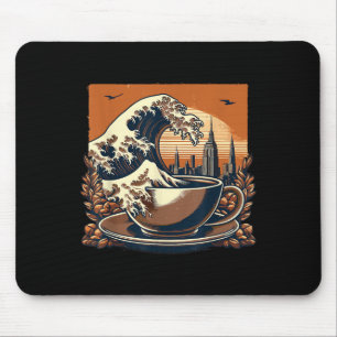 The Great Wave Of Coffee Funny Coffee - I Love Cof Mouse Pad