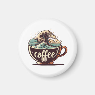 The Great Wave Of Coffee Magnet