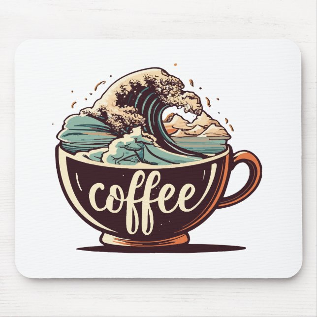 The Great Wave Of Coffee Mouse Pad (Front)