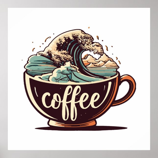 The Great Wave Of Coffee Poster (Front)