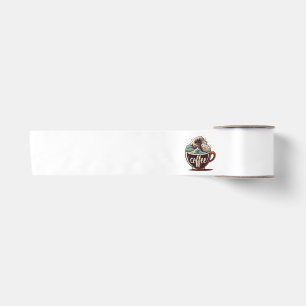 The Great Wave Of Coffee Satin Ribbon