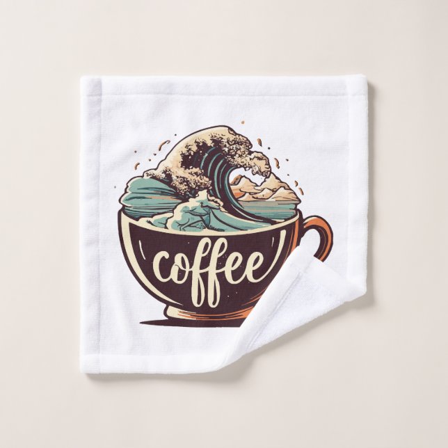The Great Wave Of Coffee Wash Cloth (Wash Cloth)
