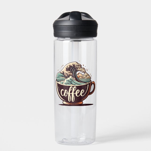 The Great Wave Of Coffee Water Bottle (Front)