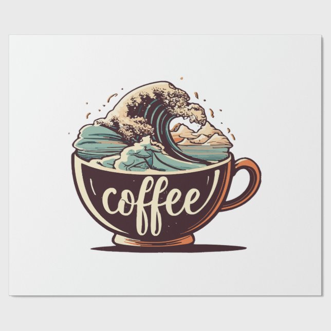The Great Wave Of Coffee Wrapping Paper (Flat)