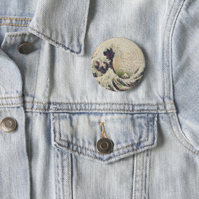 The Great Wave Of Honeydew Melon Fine Art Spoof 6 Cm Round Badge (In Situ)