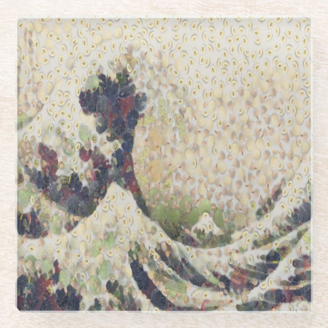 The Great Wave Of Honeydew Melon Fine Art Spoof Glass Coaster (Front)