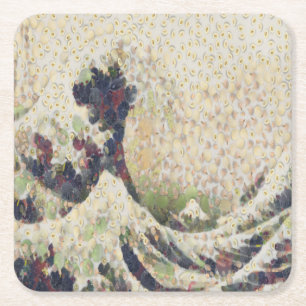 The Great Wave Of Honeydew Melon Fine Art Spoof Square Paper Coaster