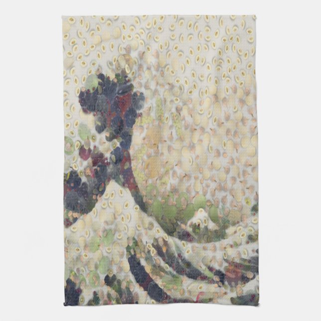 The Great Wave Of Honeydew Melon Fine Art Spoof Tea Towel (Vertical)