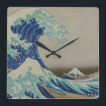 The Great wave of Kanagawa Japanese Woodblock Art Square Wall Clock<br><div class="desc">Famous Japanese Ukiyo-e Woodblock Print: Kanagawa oki nami ura (The great wave off shore of Kanagawa) by  Katsushika,  Hokusai,  1760-1849</div>