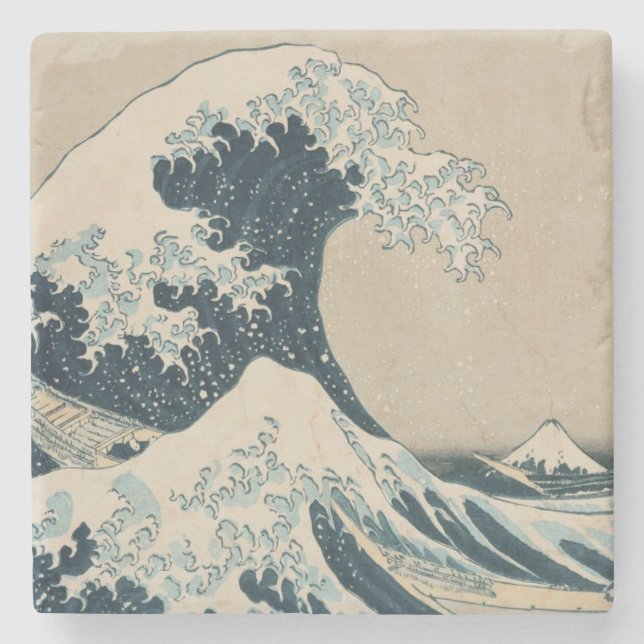 The Great Wave of Kanagawa, Views of Mt. Fuji Stone Coaster (Front)