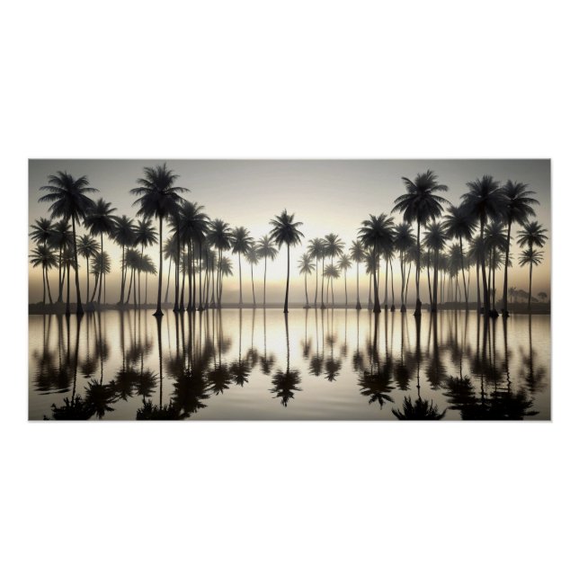 The Great Wave of Palm Trees Water Mirror Poster (Front)