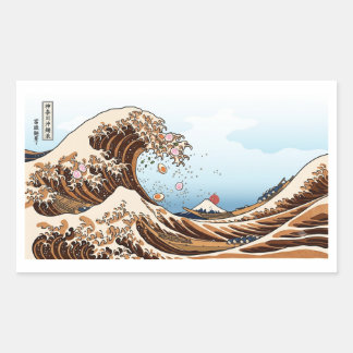 The Great Wave of Ramen - Funny Hokusai Ukiyo-e Pa Rectangular Sticker