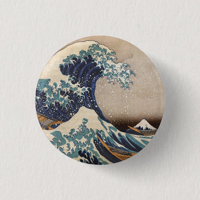 The Great Wave off Kanagawa 3 Cm Round Badge (Front)