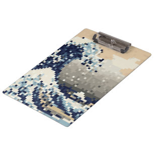 The Great Wave off Kanagawa 8 Bit Pixel Art Clipboard