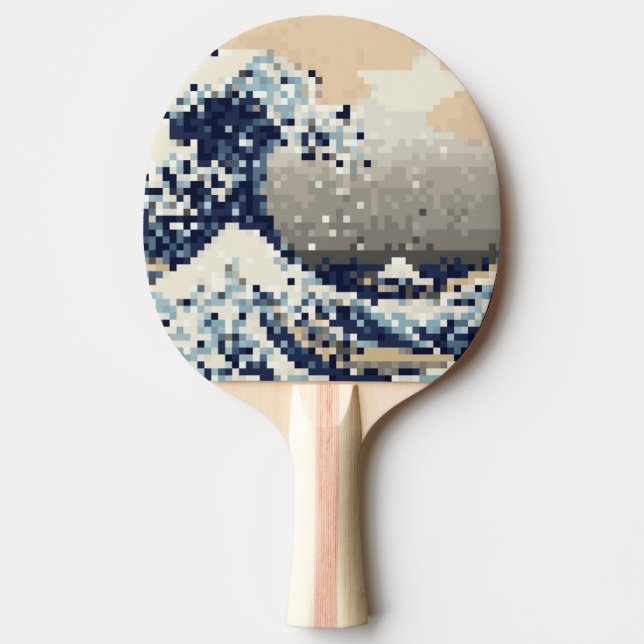 The Great Wave off Kanagawa 8 Bit Pixel Art Ping Pong Paddle (Front)