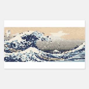 The Great Wave off Kanagawa 8 Bit Pixel Art Rectangular Sticker