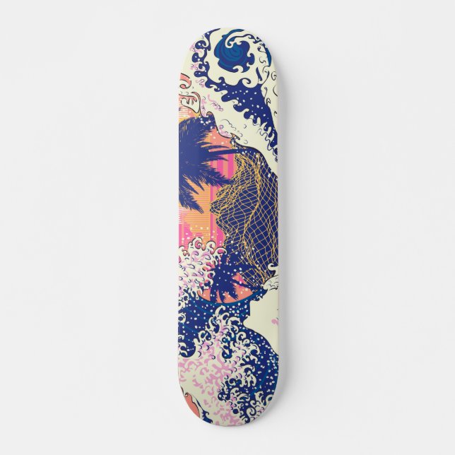 The great wave off kanagawa and palm trees skateboard (Front)