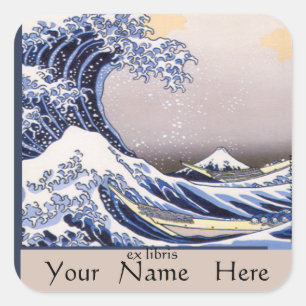 The Great Wave off Kanagawa Bookplate Square Sticker