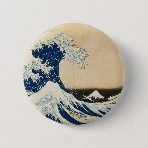 The Great Wave off Kanagawa by Hokusai 6 Cm Round Badge
