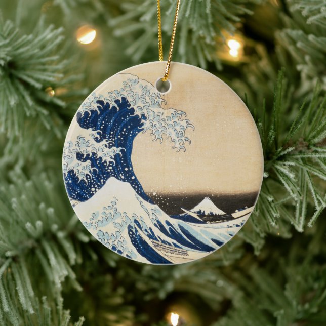 The Great Wave off Kanagawa by Hokusai Ceramic Tree Decoration (Tree)