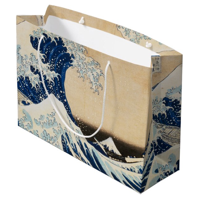 The Great Wave off Kanagawa by Hokusai Large Gift Bag (Back Angled)