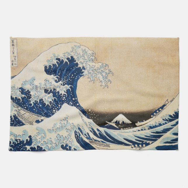 The Great Wave off Kanagawa by Hokusai Tea Towel (Horizontal)