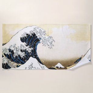 The Great Wave Off Kanagawa Hokusai, Japanese art Beach Towel