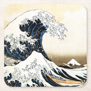 The Great Wave Off Kanagawa Hokusai, Japanese art Square Paper Coaster