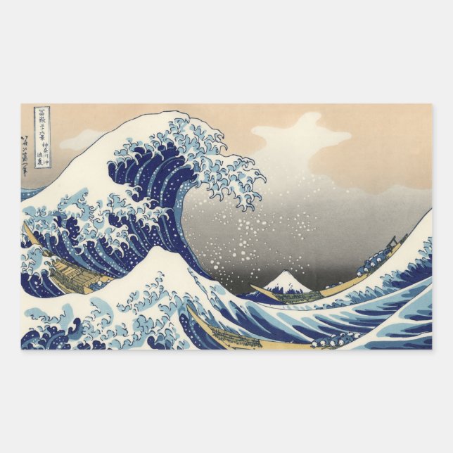 The Great Wave off Kanagawa Hokusai Rectangular Sticker (Front)
